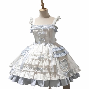 橱窗玩偶蓝白doll感少女甜美爱心斗篷JSK蛋糕裙飞行日记lolita