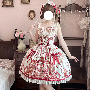 [草莓小熊]织锦园lolita原创草莓柄图印花甜系洛丽塔洋装连衣裙