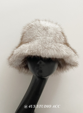 韩版毛绒绒高级感渔夫帽女秋冬季新款复古加厚保暖护耳盆帽显脸小