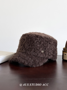秋冬季保暖毛绒平顶马术帽女韩版高级感复古骑士帽显脸小报童帽