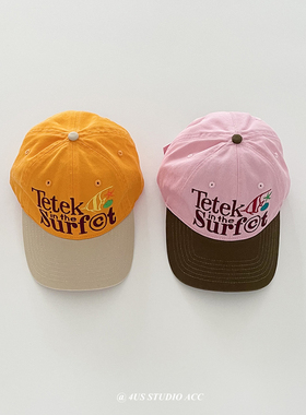 美式学院风复古拼色软顶刺绣鸭舌帽女春季新款遮阳棒球帽男显脸小