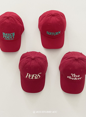 龙年新年红色鸭舌帽女韩版软顶大头围棒球帽本命年帽子男显脸小