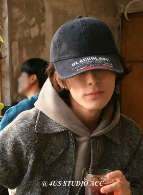 美式复古潮牌水洗做旧棒球帽女刺绣字母软顶弯檐鸭舌帽男显脸小