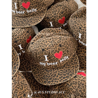 韩国ig博主同款豹纹迷彩鸭舌帽