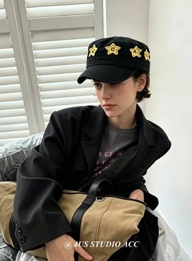 黑色星星贴布字母棒球帽