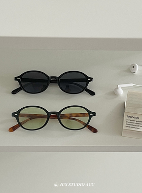 欧美风复古书呆子豹纹墨镜方圆脸素颜小眼镜女高级感显脸小太阳镜