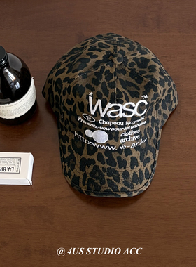 韩国ig博主同款复古豹纹刺绣字母棒球帽女软顶潮牌鸭舌帽男显脸小