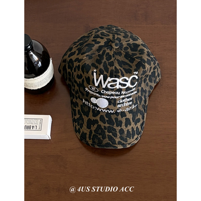 复古豹纹刺绣字母棒球帽