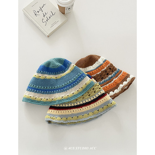 鞠婧祎同款手工镂空钩针渔夫帽