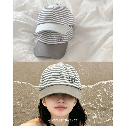 藤姐同款韩版复古条纹鸭舌帽