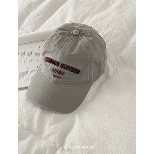 日系刺绣字母软顶鸭舌帽女夏季 遮阳情侣棒球帽显脸小街头潮牌帽子