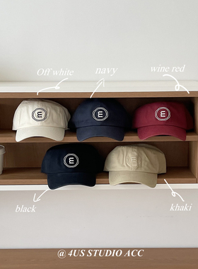 韩国ig博主同款m刺绣弯檐鸭舌帽女软顶显脸小韩系秋季穿搭棒球帽