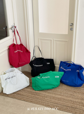 韩国ig博主同款速干薄款大容量帆布单肩包休闲百搭通勤托特腋下包