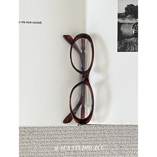 复古椭圆框书呆子防蓝光眼镜