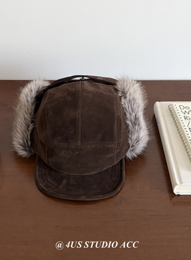 复古毛绒雷锋帽女冬季保暖护耳帽韩系百搭麂皮绒骑行防风飞行帽潮