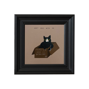 加安加丽可爱复古客厅趣味装饰画小众艺术餐厅书房ins风猫咪挂画