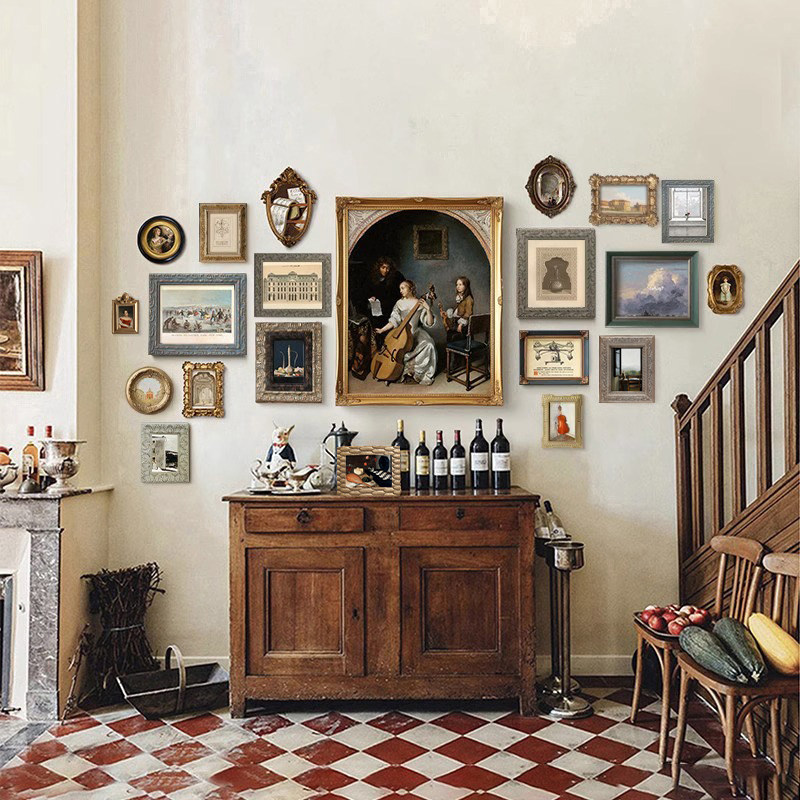 美式复古装修欧式客厅背景墙组合装饰画餐厅艺术壁画卧室法式挂画