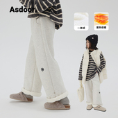 2024冬装 新款 中大童宽松直筒裤 艾上朵女童加绒休闲裤 儿童加厚裤 子