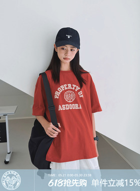 【红色记忆】初中生女T恤2026夏装新款女大童青少年复古短袖上衣