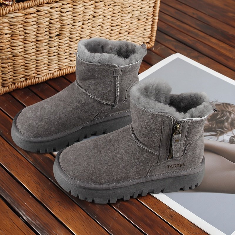 侧拉链皮毛一体雪地靴女2025冬季加厚全羊毛保暖短筒防滑底大棉鞋,女鞋,时尚雪地靴,淘宝优惠券,粉丝福利购,淘宝优惠卷