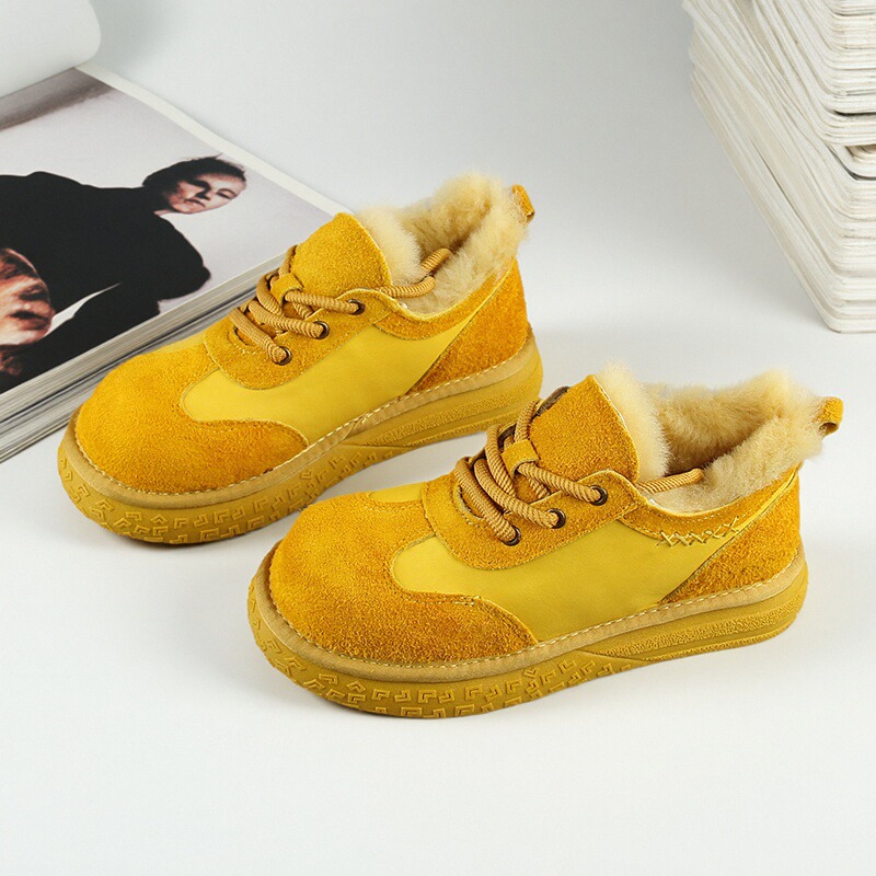 冬季系带低帮全羊毛雪地靴学生鞋