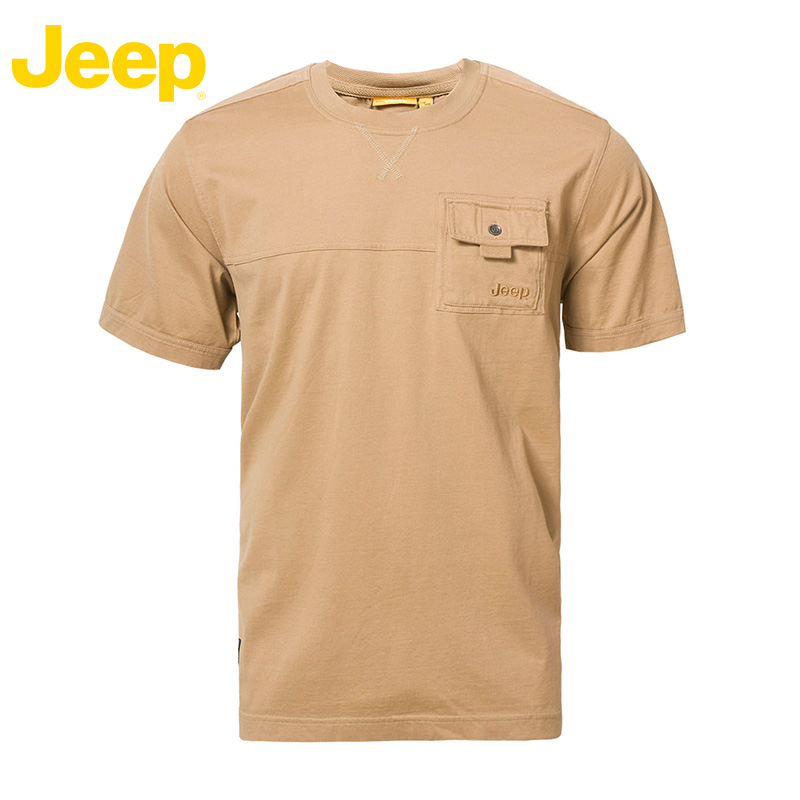 JEEP/¼ªÆÕÏļ¾Ð¿îÐÝÏд¿É«ÖÐÄêÉÏÒÂÄд¿ÃÞÔ²Áì¶ÌÐäTÐôJS14KT350