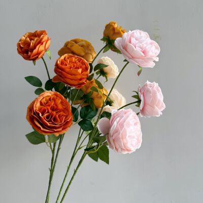 三头奥斯丁玫瑰婚庆假花仿真花家居婚庆人造花束酒店客厅餐桌绢花