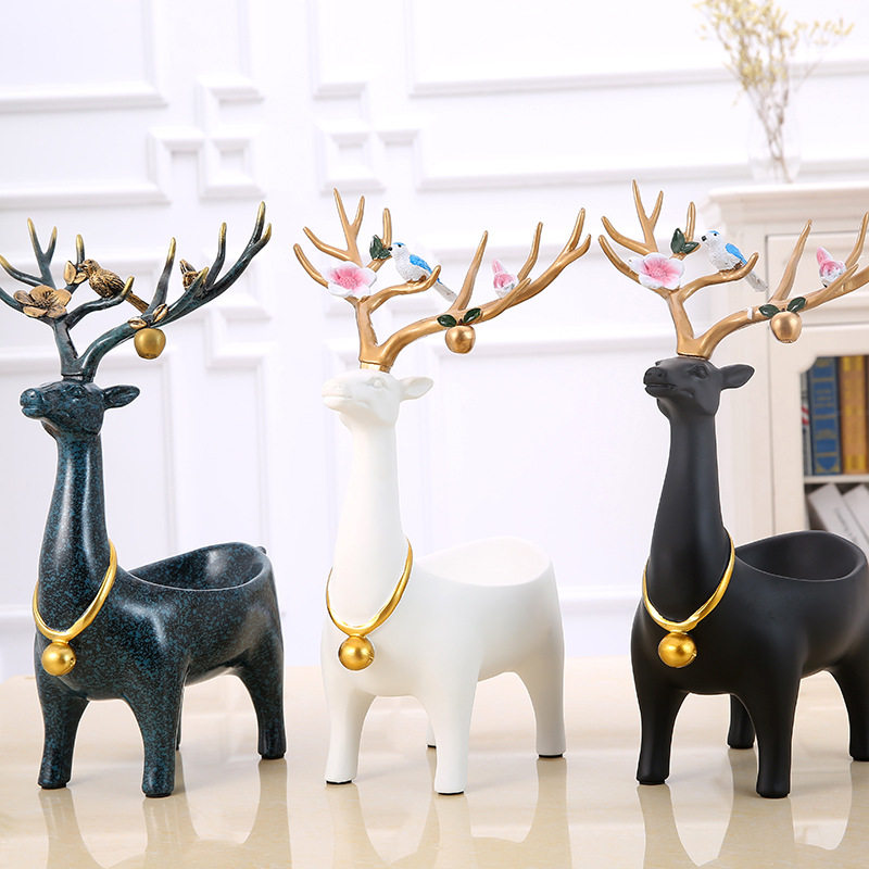 树脂创意家居鞋柜钥匙桌面收纳盒欧式摆件客厅茶几玄关麋鹿装饰品,家居饰品,桌面摆件,淘宝优惠券,粉丝福利购,淘宝优惠卷