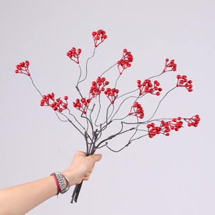 仿真果子发财果 红色浆果果子藤条浆果缠绕枝条花艺中式花材装饰