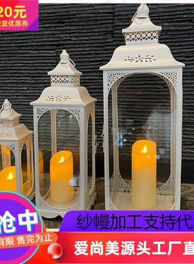 复古铁艺烛台蜡烛小夜灯氛围灯拍照田园风路引灯网红仿真火光