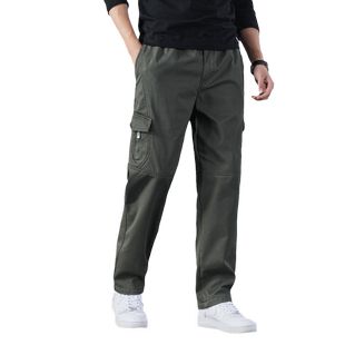 冬季加绒工装裤男宽松加厚潮牌大码直筒多口袋保暖户外运动休闲裤