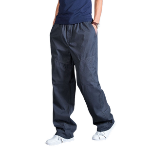 纯色休闲裤男直筒纯棉加肥大码工装裤宽松运动裤子阔腿工作裤春秋