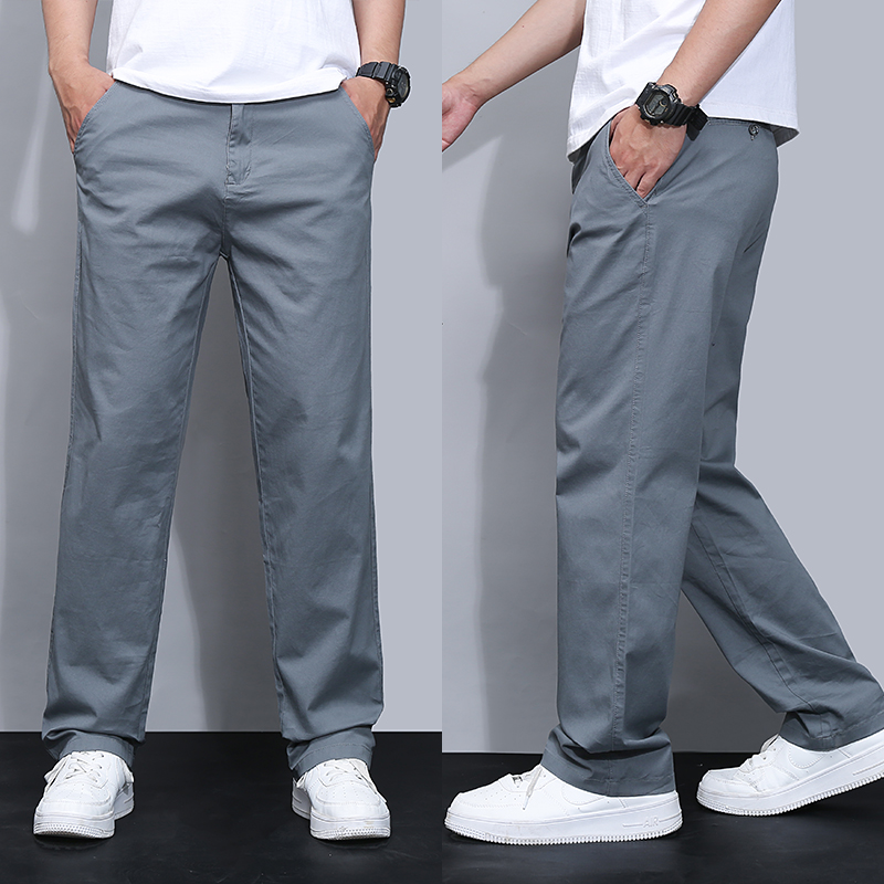 thumbnail for Summer thin men's slacks men's trousers, wide-legged cotton men's cargo pants, loose straight pants men