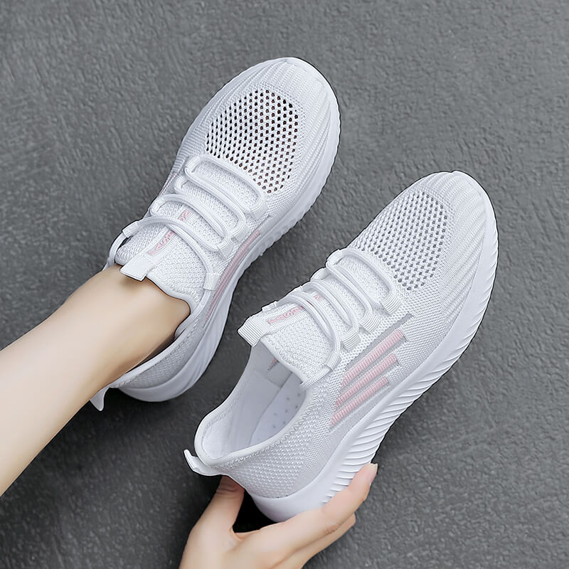 小白夏季透气网面镂空跑步鞋子