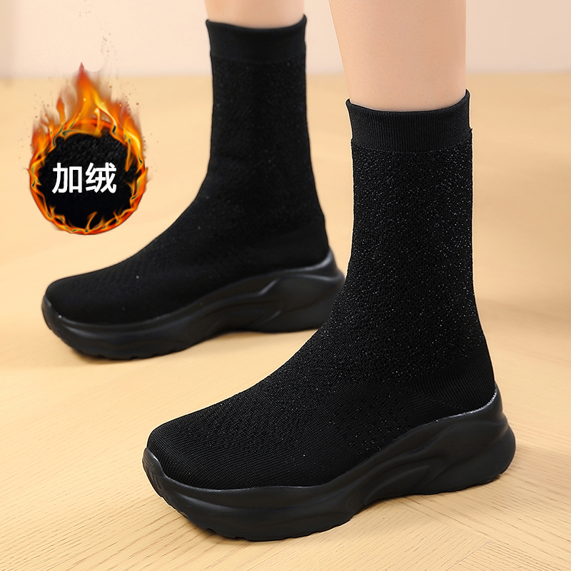 睿登松糕底袜子靴圆头