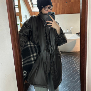 元 高级感PU皮外套新国标白鸭绒羽绒服 派bluepops2025冬新款