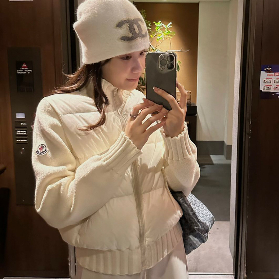 2025毛衣拼接羽绒服短款休闲外套