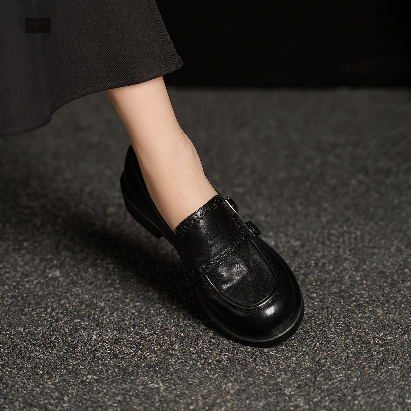 玮保/水洗小牛皮 低跟粗跟乐福鞋女 圆头真皮单鞋小皮鞋2026春款,女鞋,乐福鞋（豆豆鞋）,淘宝优惠券,粉丝福利购,淘宝优惠卷