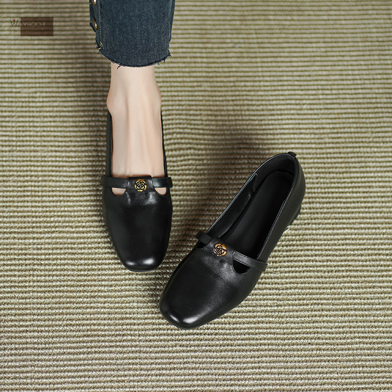 玮保/山茶花T型扣软底乐福鞋单鞋