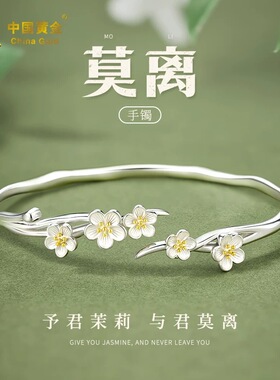 莫离银手镯女纯银999足银镯子轻奢高级感生日礼物送女友s