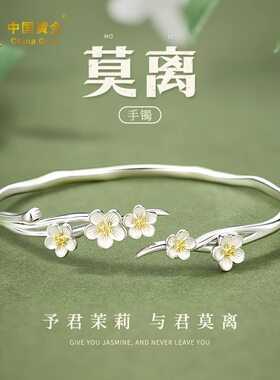 莫离银手镯女纯银999足银镯子轻奢高级感生日礼物送女友s