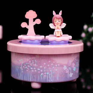 可爱安妮公主八音盒可旋转机械上发条音乐盒送女孩生日礼物高级感