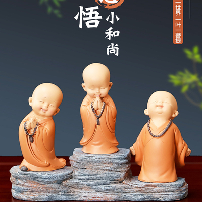 佛像泥塑小和尚摆件弥勒佛笑佛小