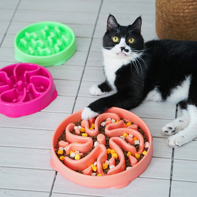 宅猫酱 彩色猫咪慢食碗缓食防噎食盆防打翻猫咪用品便携碗具