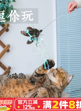 宅猫酱 pals pet 仙仙的逗猫棒 火鸡毛彩带逗猫棒猫咪互动小玩具