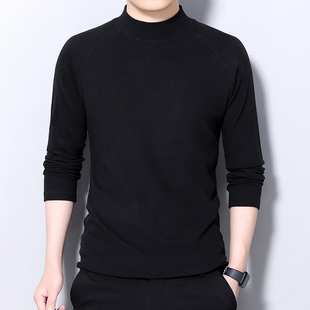 男仕西装打底衫双面绒里面穿的衣服中年人西服内搭T恤半高领小衫