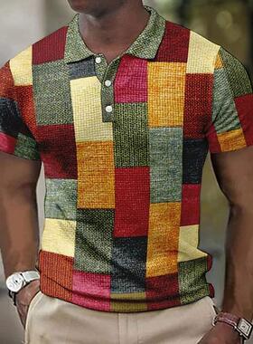 Vintage Men's Polo Shirt D Printed Shirts Casual Short短