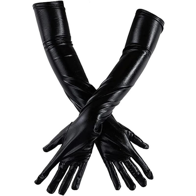 Women Sexy Wet Look Long Gloves for Costume Cosplay, Long Pa