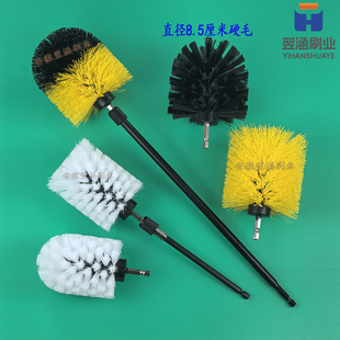 黑色硬毛电动刷头清洁刷多功能圆形清洁刷子电钻长柄清洗刷家用池