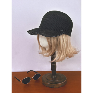 26新款草编鸭舌帽冰感透气马术帽女夏季出游遮阳防晒帽百搭显脸小